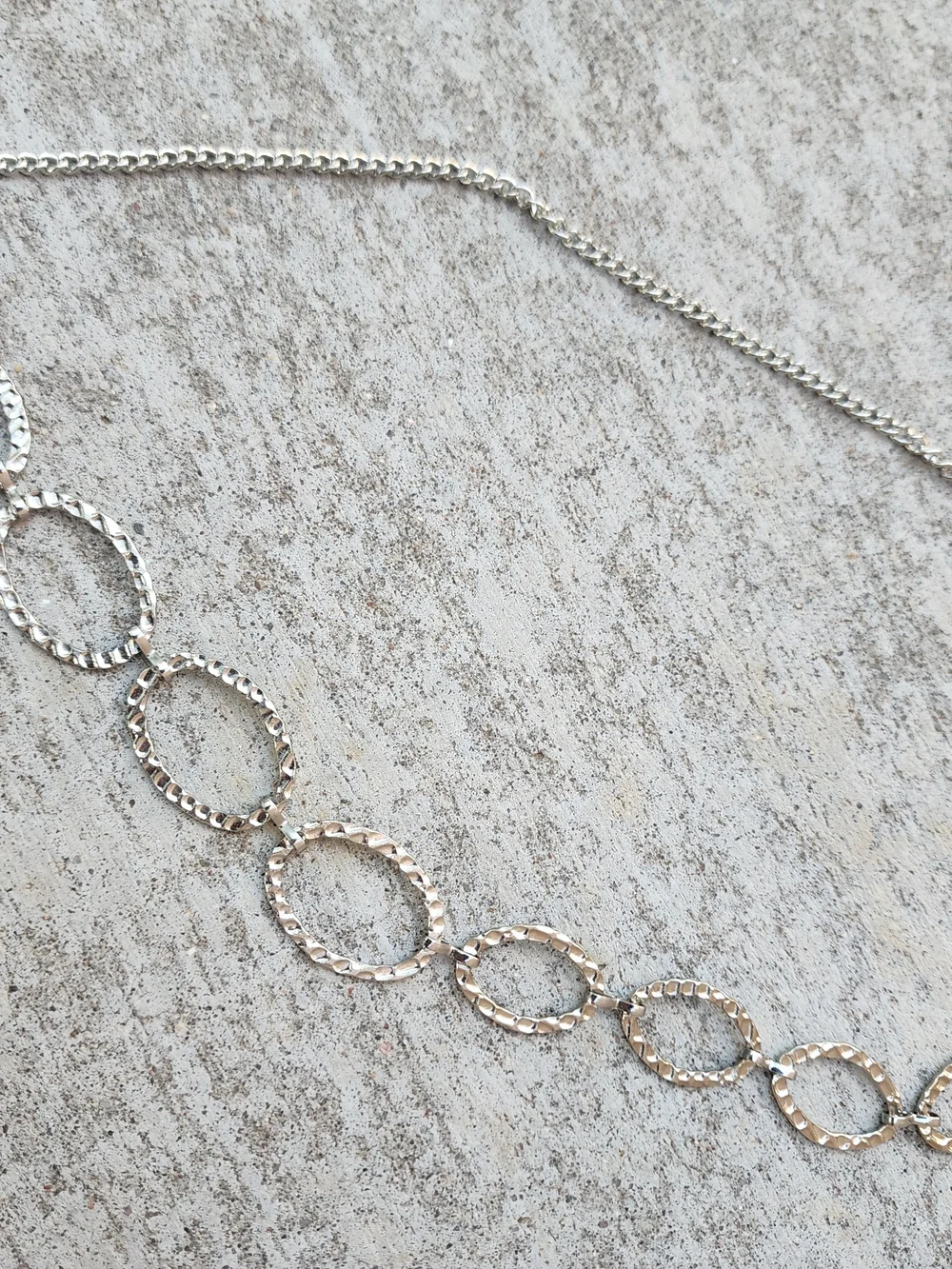 Oval Silver-Tone Chain Link Belt, Adjustable